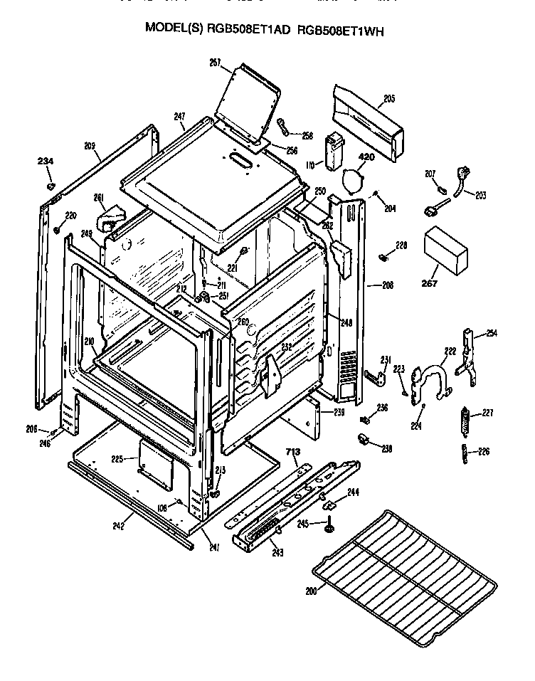 Hotpoint RGB508ET1AD oven cabinet diagram