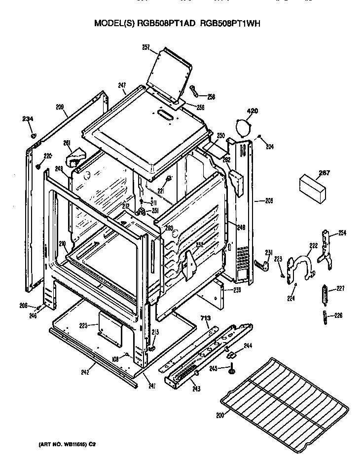 Hotpoint RGB508PT1AD oven cavity diagram