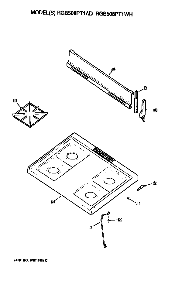 Hotpoint RGB508PT1AD cooktop diagram