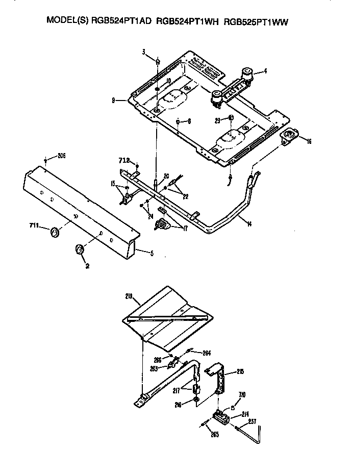 Hotpoint RGB524PT1WH burner assembly diagram