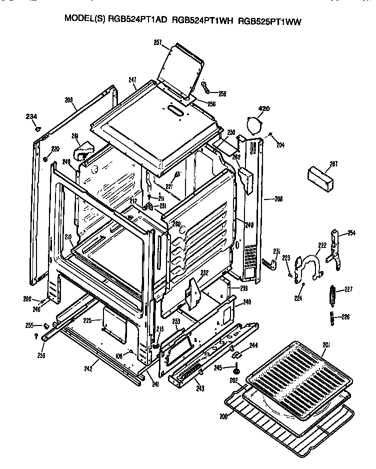 Hotpoint RGB524PT1WH oven cabinet diagram