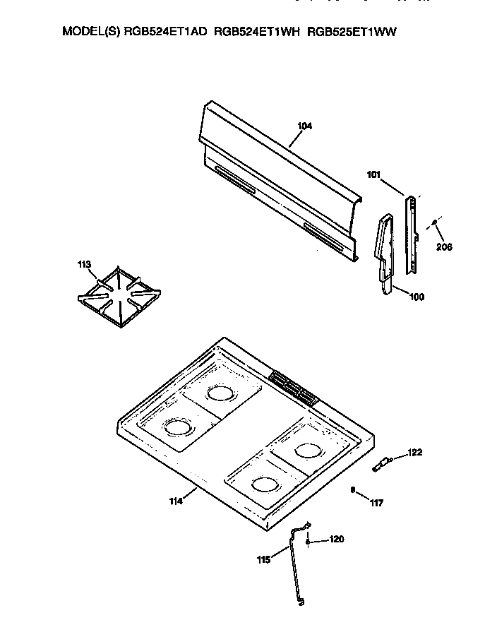 Hotpoint RGB524ET1AD cooktop diagram
