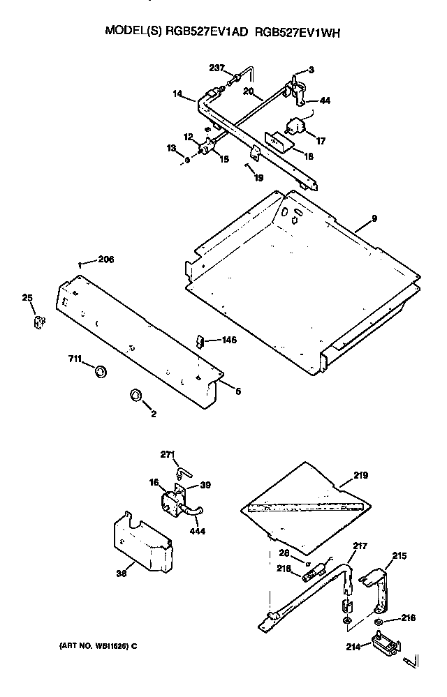 Hotpoint RGB527EV1WH burner assembly diagram