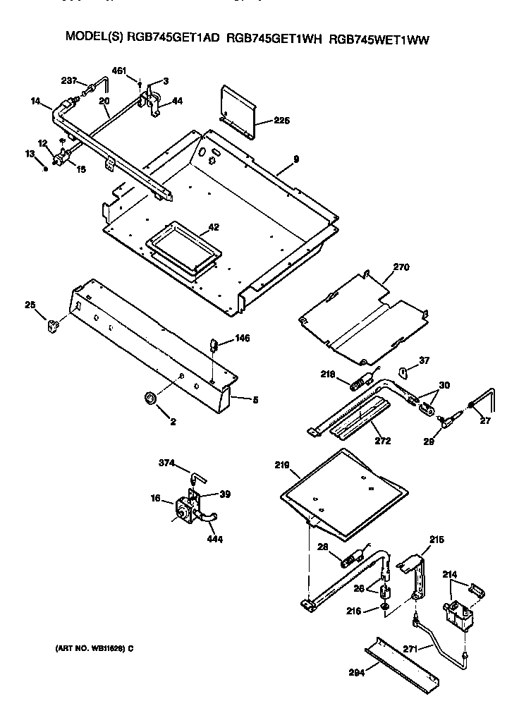 Hotpoint RGB745GET1AD burner assembly diagram