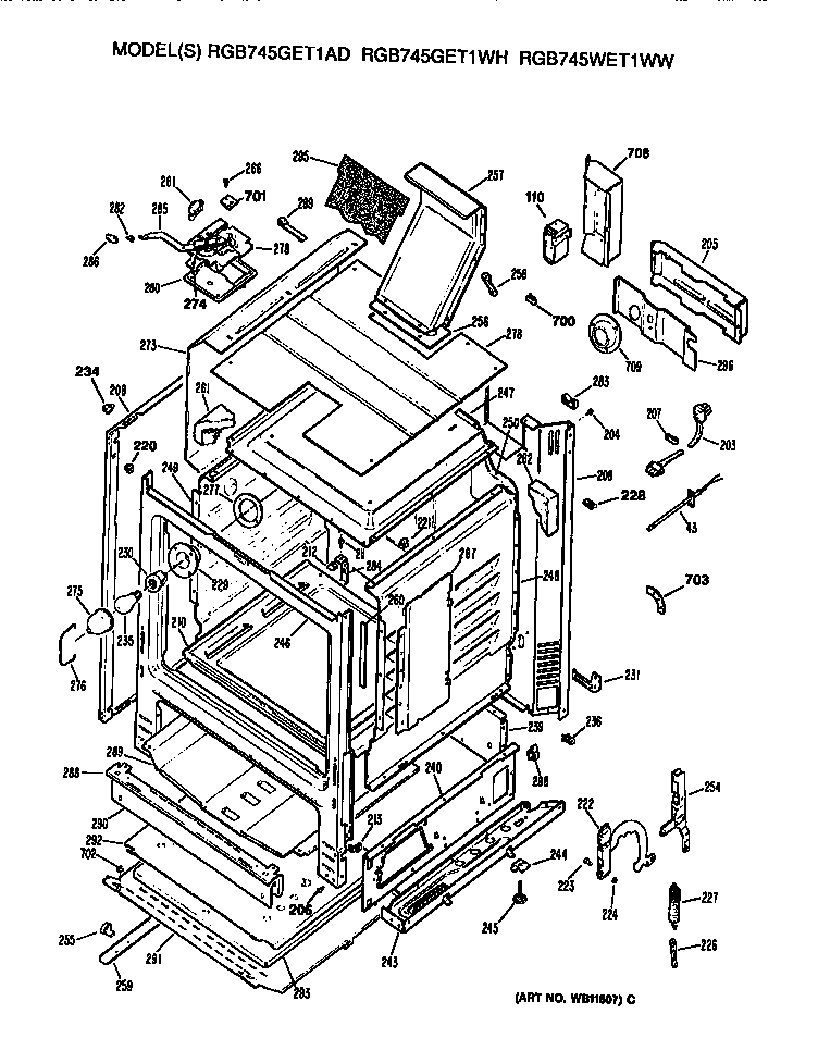 Hotpoint RGB745GET1AD oven cabinet diagram