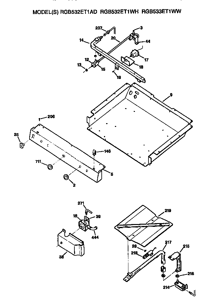 Hotpoint RGB532ET1AD burner assembly diagram