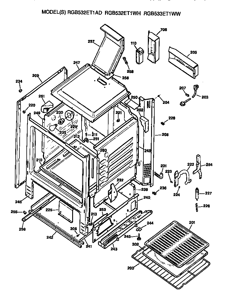 Hotpoint RGB532ET1AD oven cabinet diagram