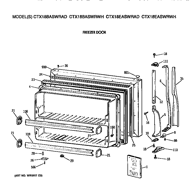 Hotpoint CTX18BASWRAD freezer door diagram