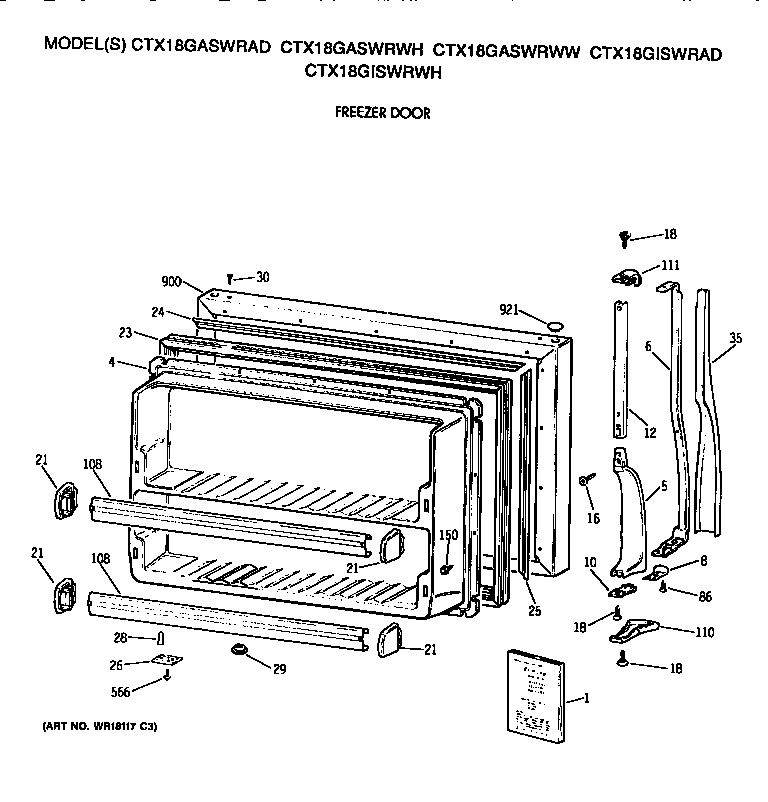 Hotpoint CTX18GASWRAD freezer door diagram