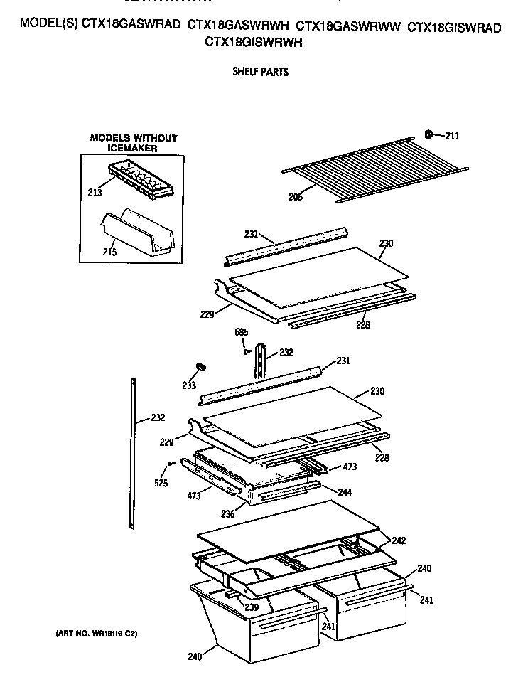 Hotpoint CTX18GASWRAD shelfs diagram