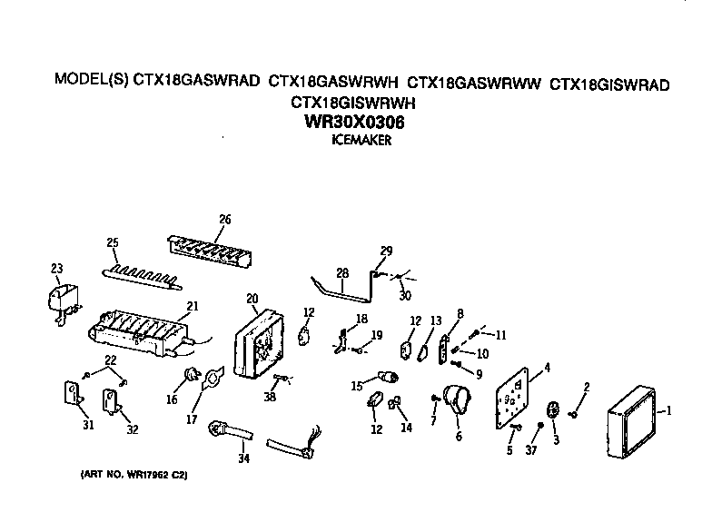 Hotpoint CTX18GASWRAD icemaker diagram
