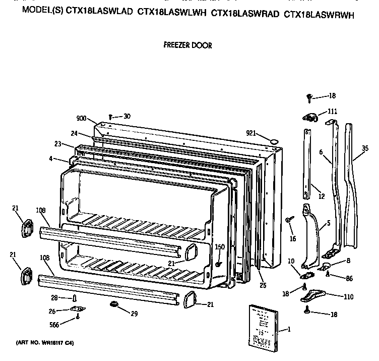Hotpoint CTX18LASWLAD freezer door diagram