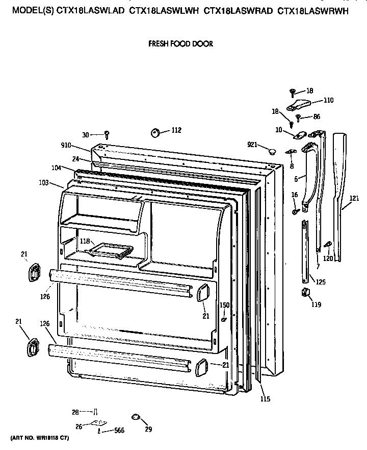Hotpoint CTX18LASWLAD fresh food door diagram