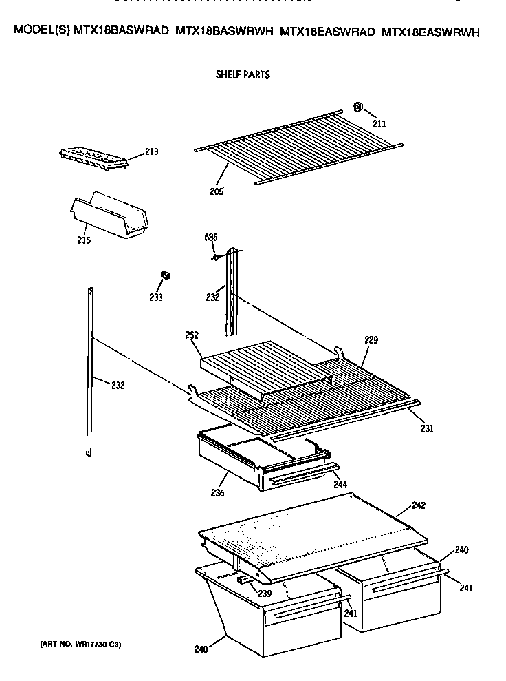 GE MTX18BASWRAD shelves diagram