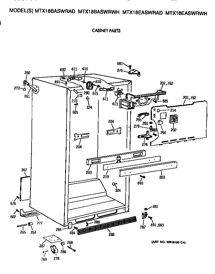 GE MTX18BASWRAD cabinet diagram