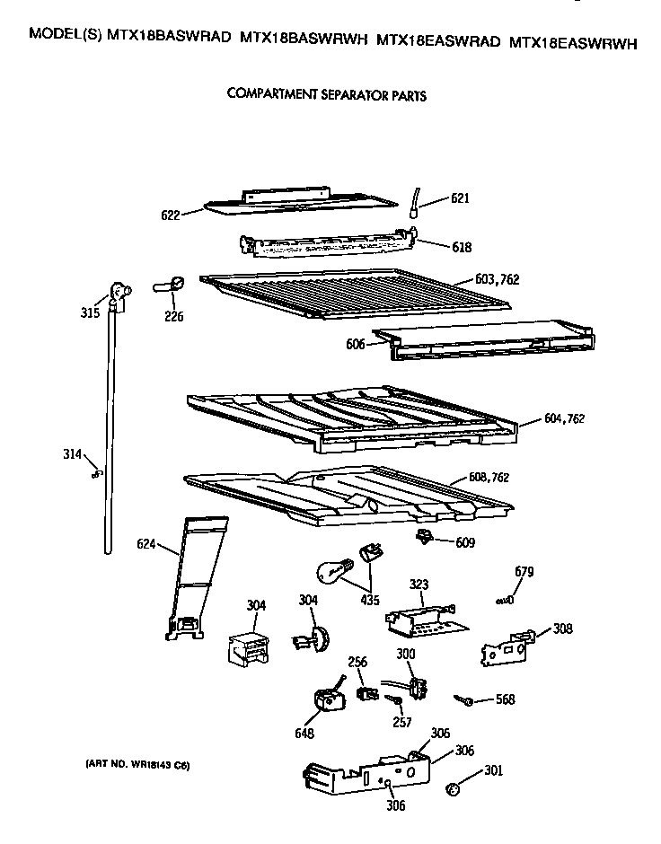 GE MTX18BASWRAD compartment separator diagram