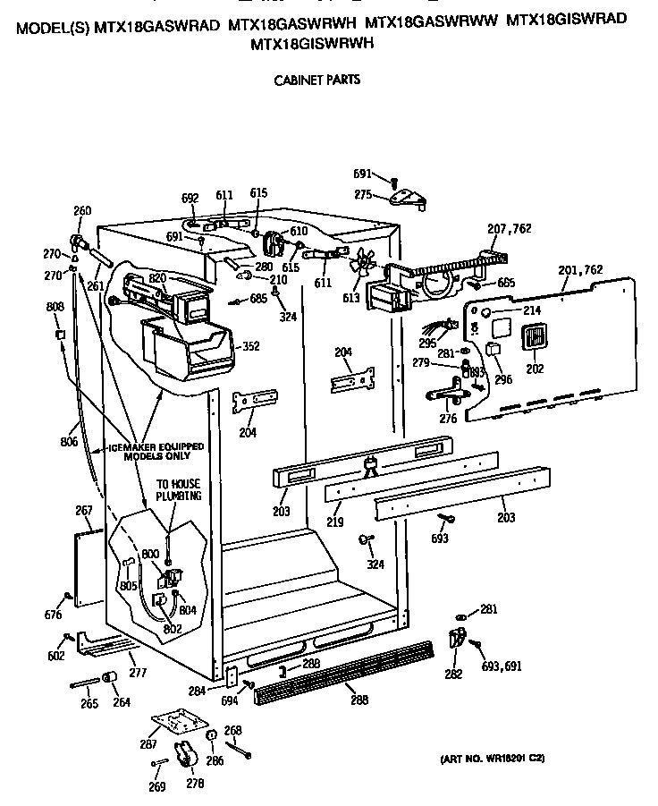GE MTX18GISWRAD cabinet diagram