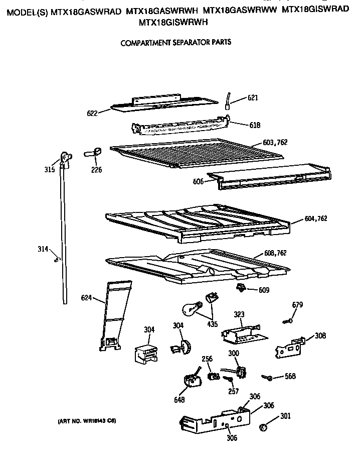 GE MTX18GISWRAD compartment separator diagram