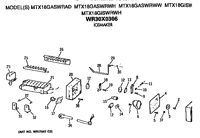 GE MTX18GISWRAD icemaker diagram