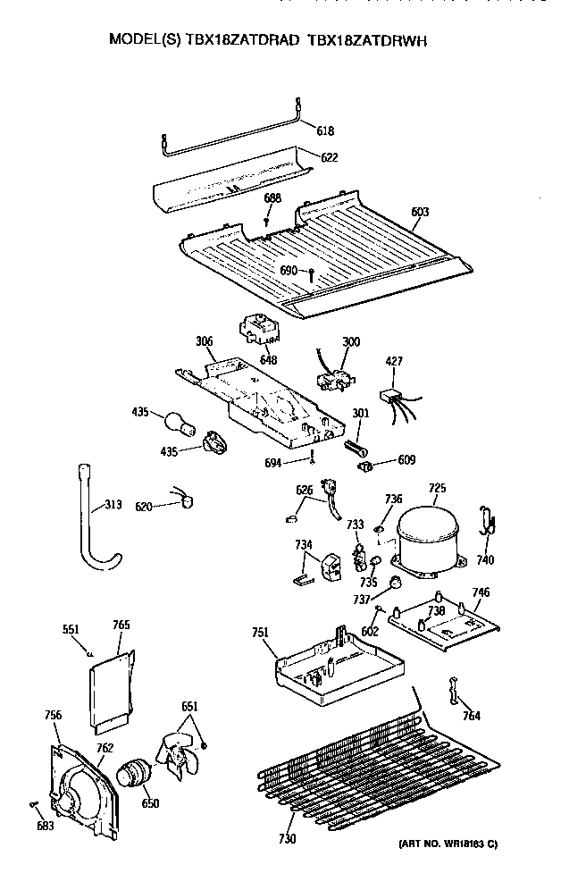 GE TBX18ZATDRAD unit diagram