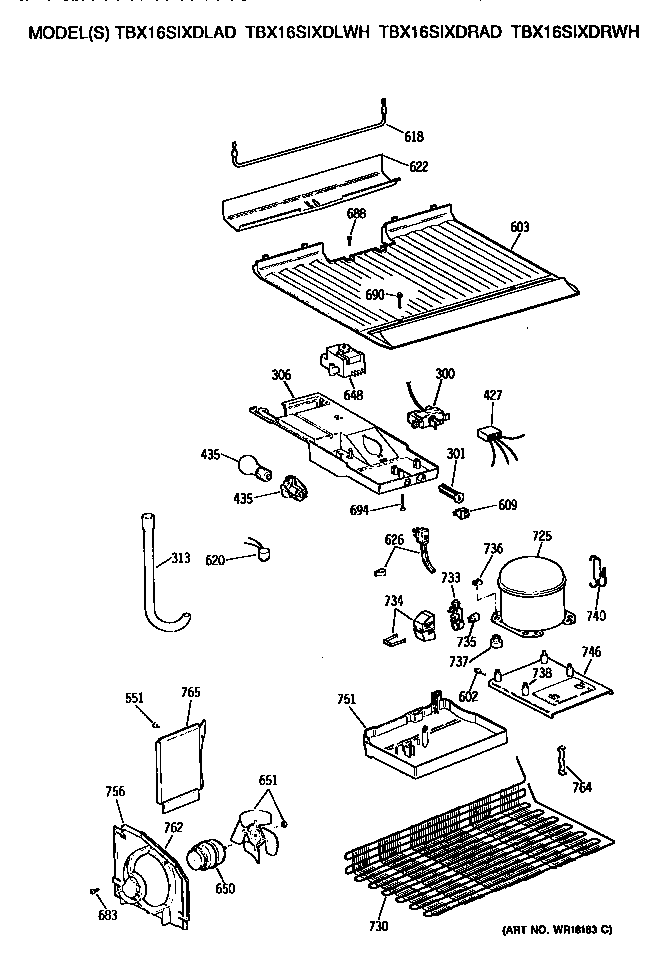 GE TBX16SIXDLWH unit diagram