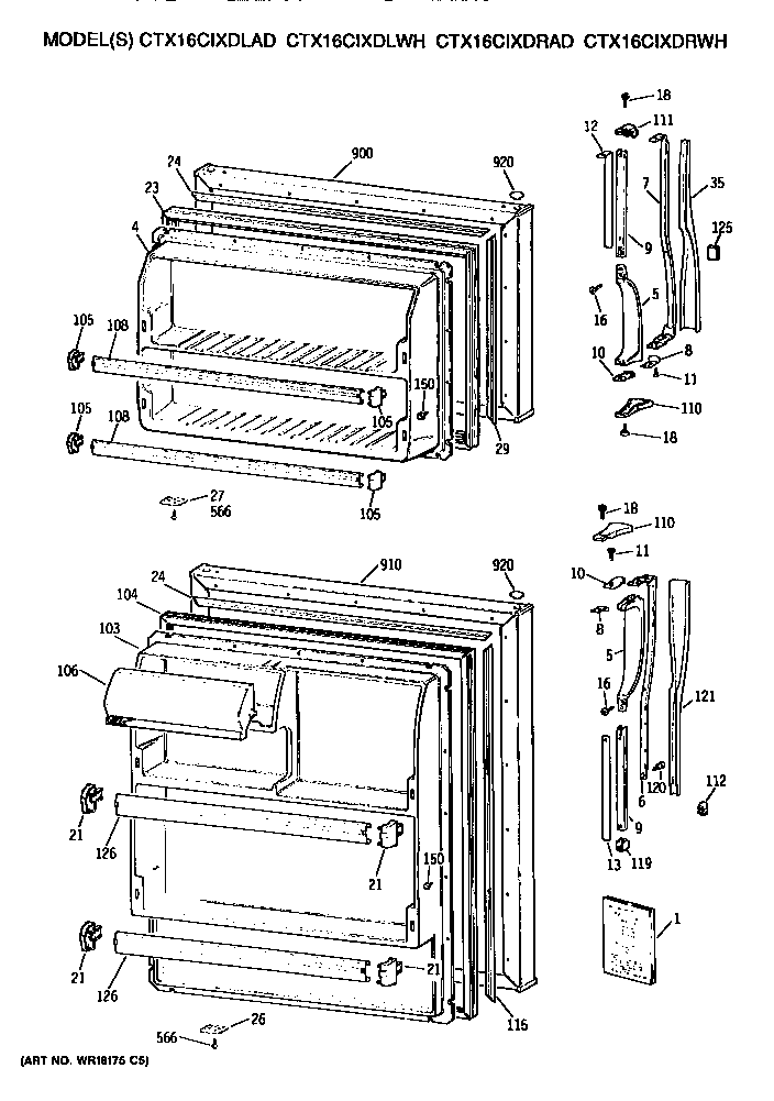Hotpoint CTX16CIXDRWH doors diagram