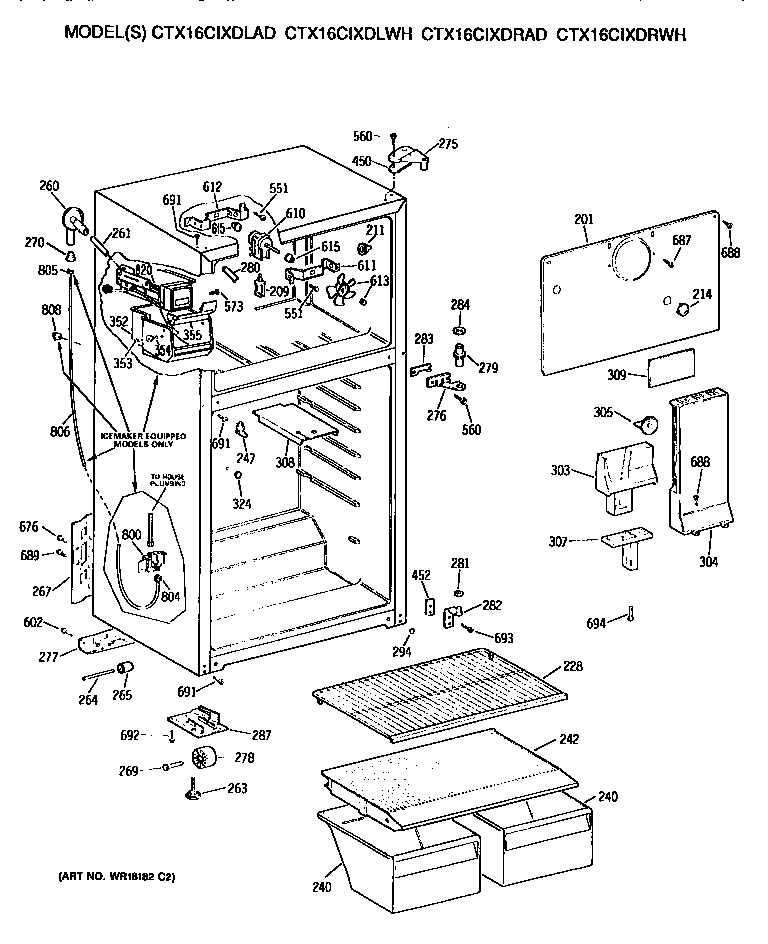 Hotpoint CTX16CIXDRWH cabinet diagram