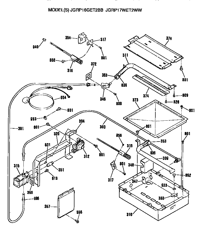 GE JGRP17WET2WW gas control system diagram