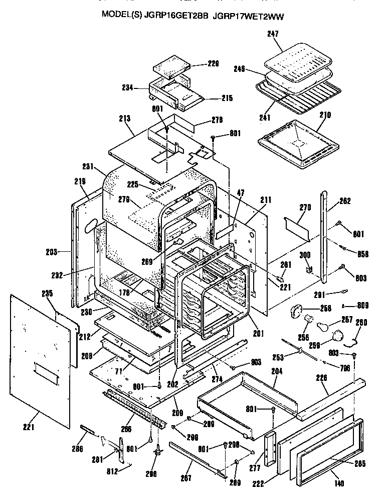 GE JGRP17WET2WW oven cabinet diagram