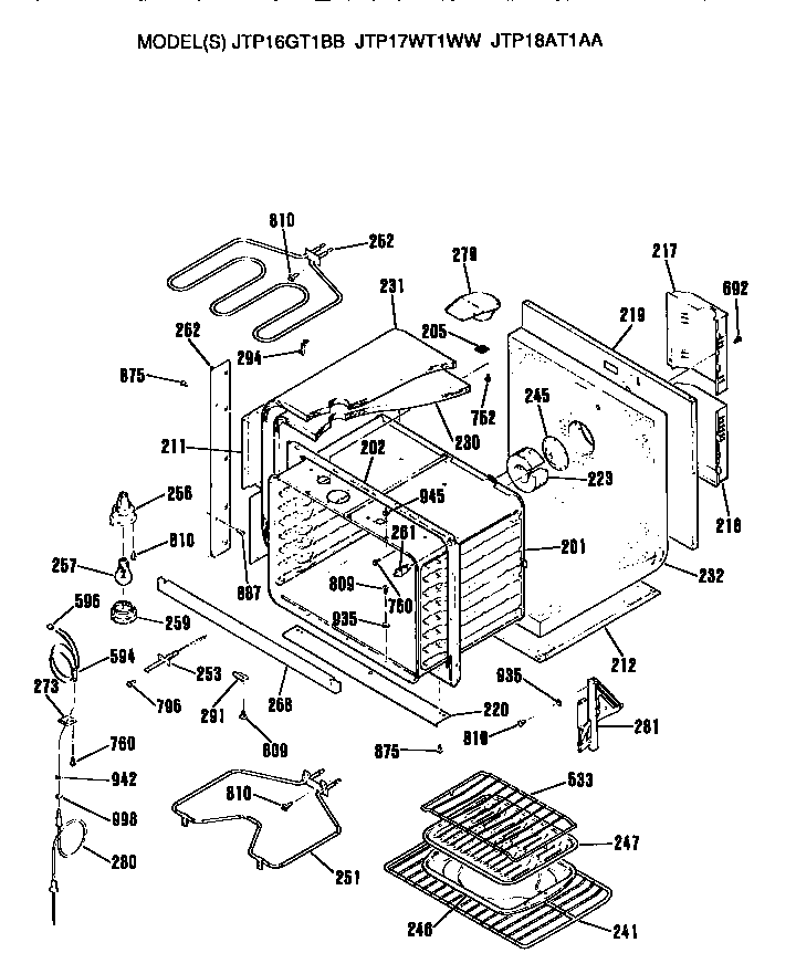 GE JTP16GT1BB replacement parts diagram