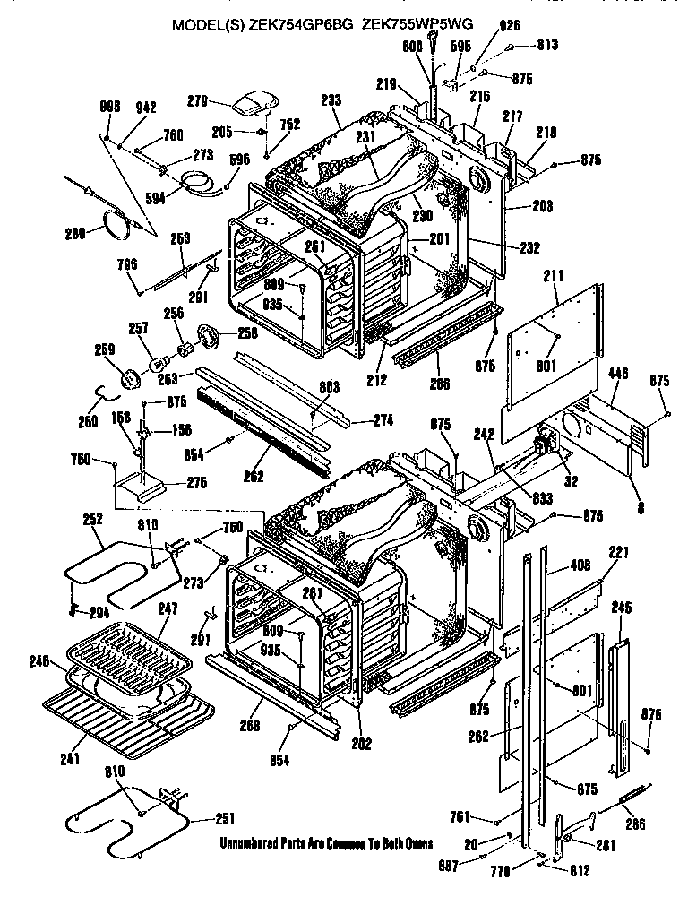 GE ZEK755WP5WG main body diagram