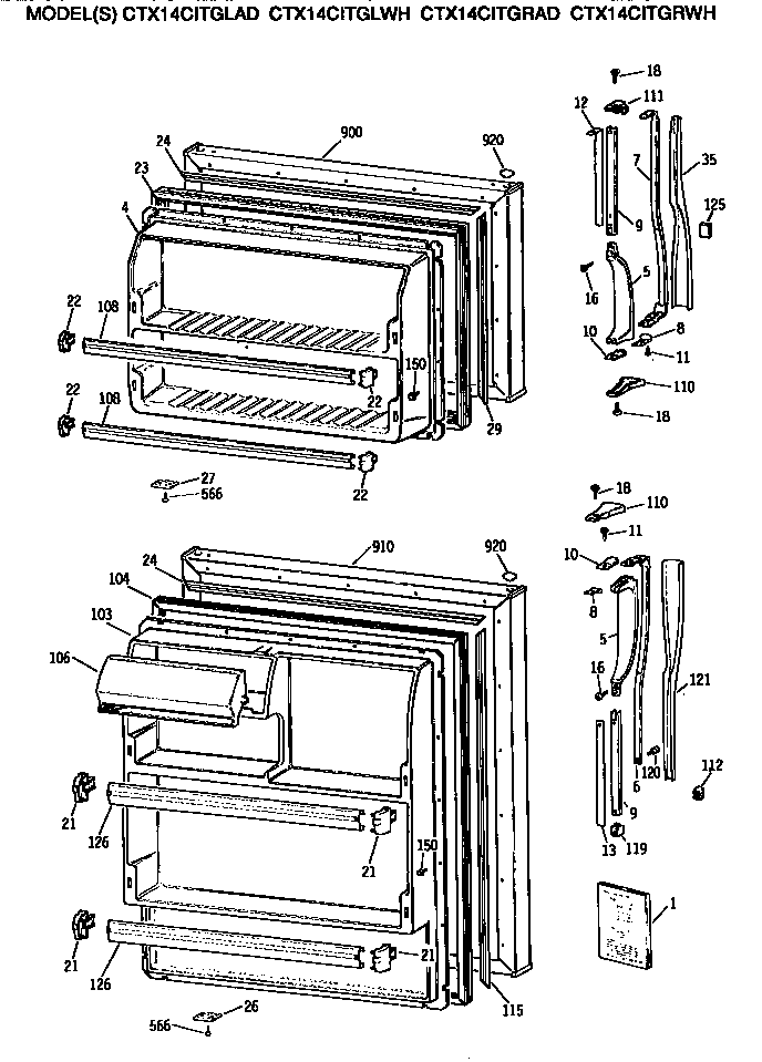 Hotpoint CTX14CITGLAD doors diagram