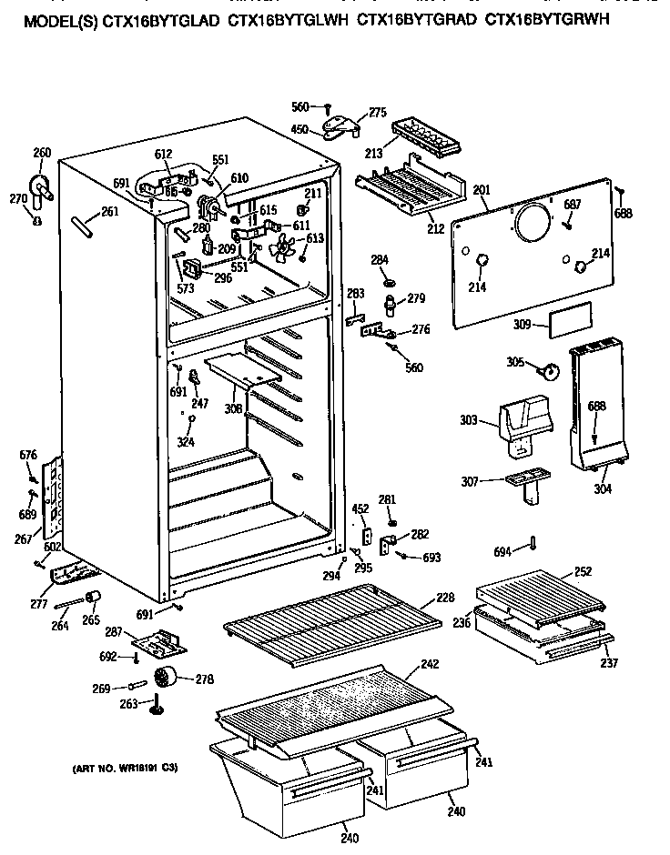 Hotpoint CTX16BYTGLWH cabinet diagram