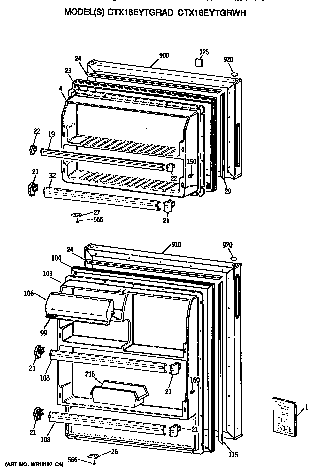 Hotpoint CTX16EYTGRWH doors diagram