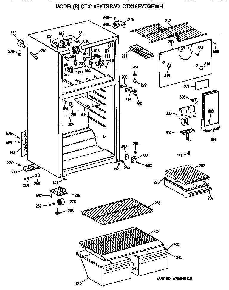 Hotpoint CTX16EYTGRWH cabinet diagram