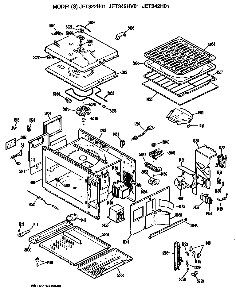 GE JET342H01 cabinet and oven diagram