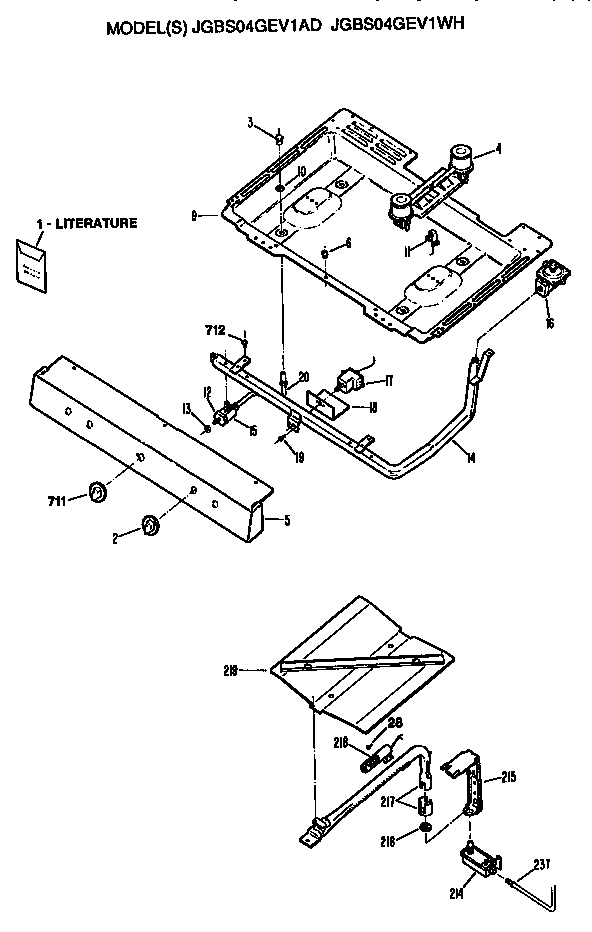 GE JGBS04GEV1WH burner assembly diagram