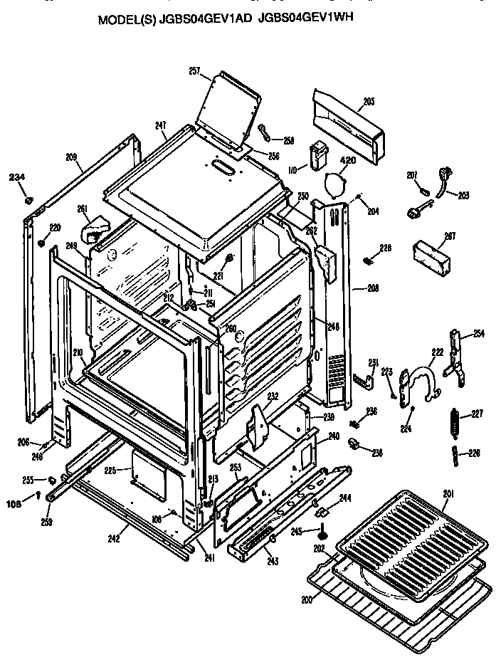 GE JGBS04GEV1WH oven cabinet diagram