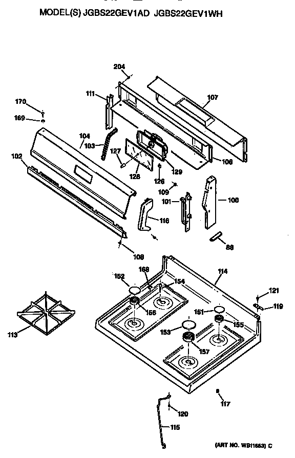 GE JGBS22GEV1AD cooktop diagram