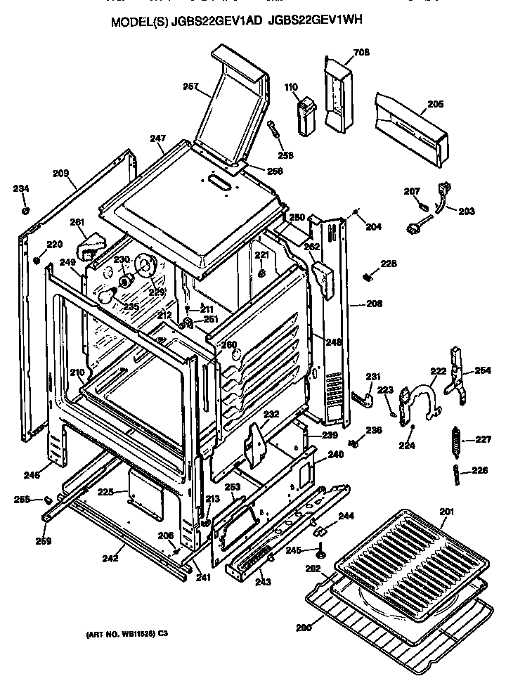GE JGBS22GEV1AD oven cabinet diagram