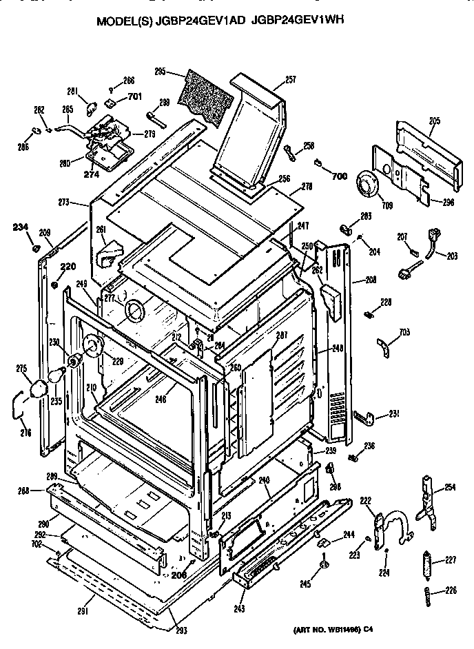 GE JGBP24GEV1WH oven cabinet diagram