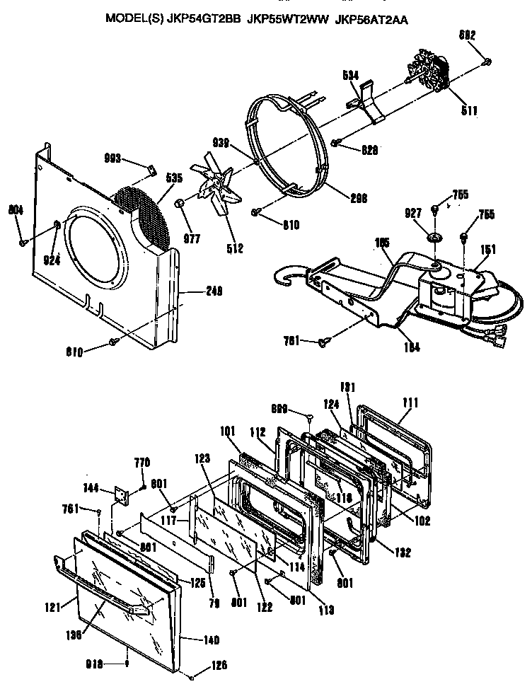 GE JKP54GT2BB blower/door diagram