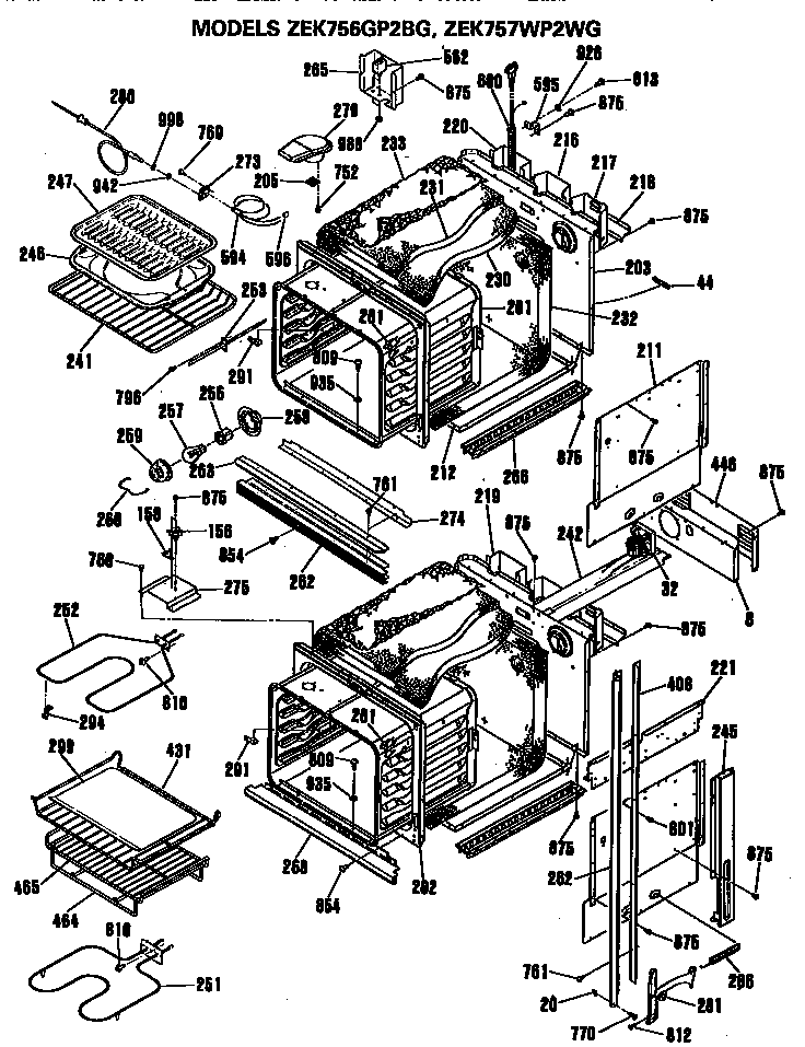 GE ZEK756GP2BG main body diagram