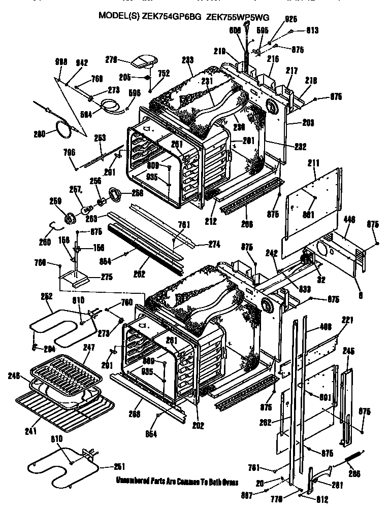 GE ZEK754GP6BG main body diagram