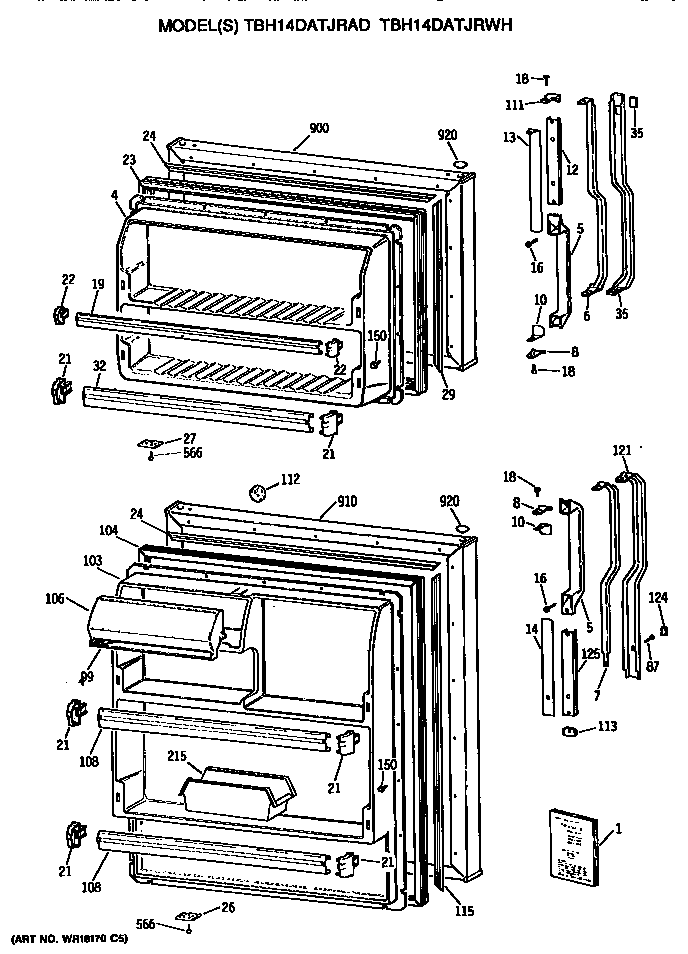 GE TBH14DATJRAD doors diagram