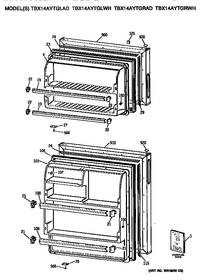 GE TBX14AYTGRAD doors diagram