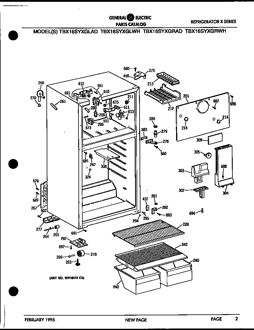 GE TBX16SYXGLAD cabinet diagram
