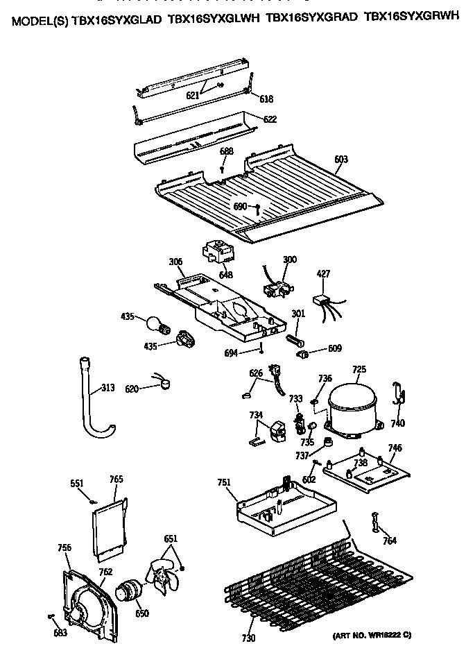 GE TBX16SYXGLAD unit diagram