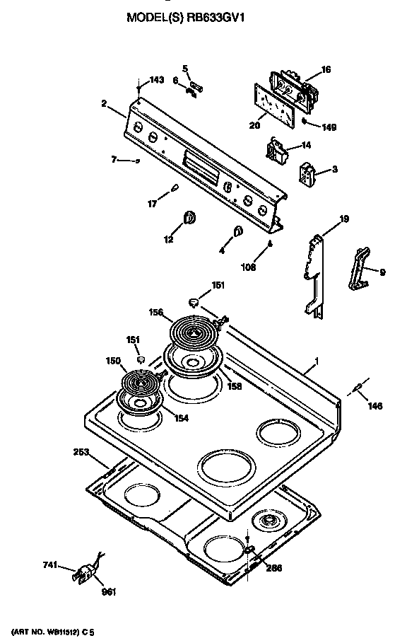Hotpoint RB633GV1 cooktop diagram