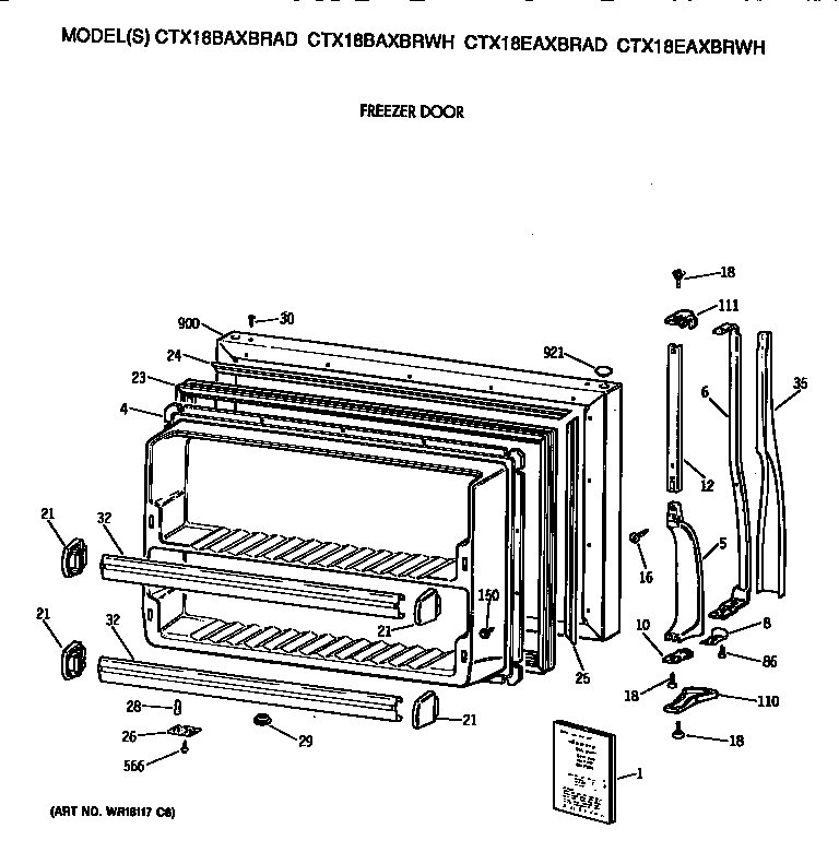 Hotpoint CTX18BAXBRAD freezer door diagram